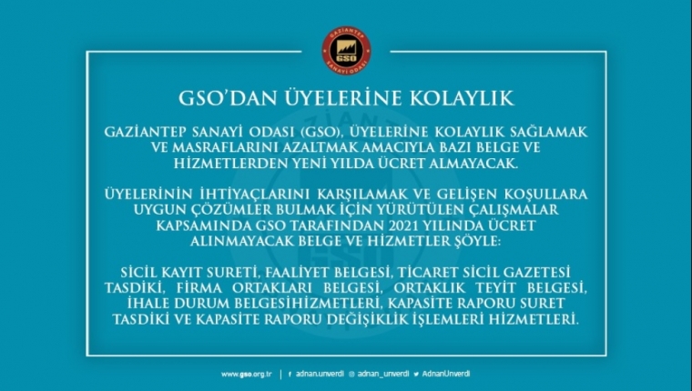 GSO’DAN ÜYELERİNE KOLAYLIK