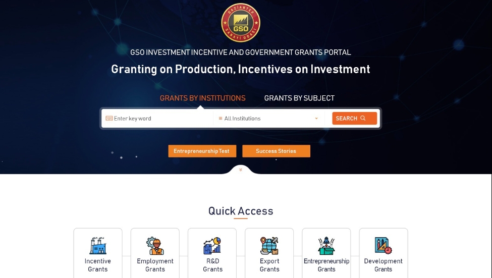 &quot;INCENTIVE AND GRANT PORTAL” FROM GSO FOR INVESTORS AND ENTREPRENEURS 