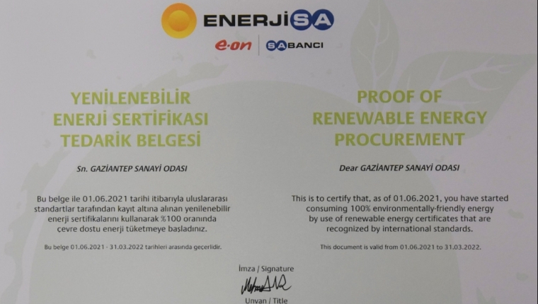 GSO BECAME THE FIRST CHAMBER OF INDUSTRY HAVING GREEN ENERGY CERTIFICATE