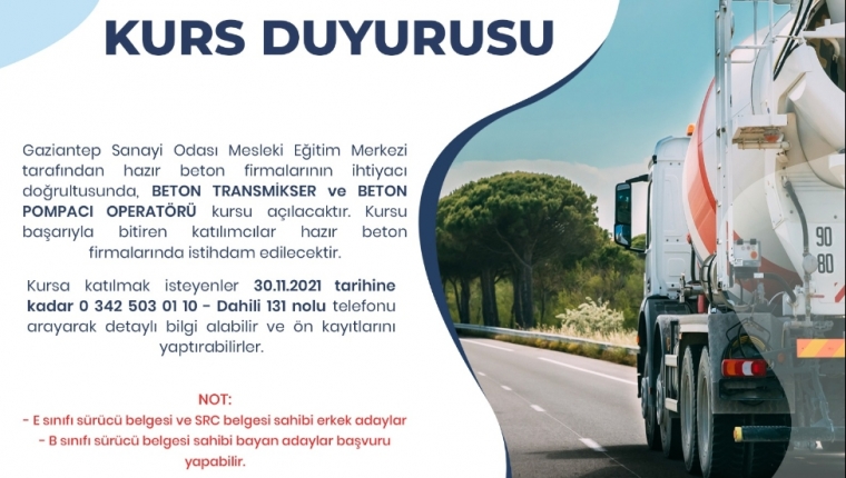 İSTİHDAM GARANTİLİ TRANSMİKSER VE BETON POMPACI OPERATÖRLÜĞÜ EĞİTİMİ 
